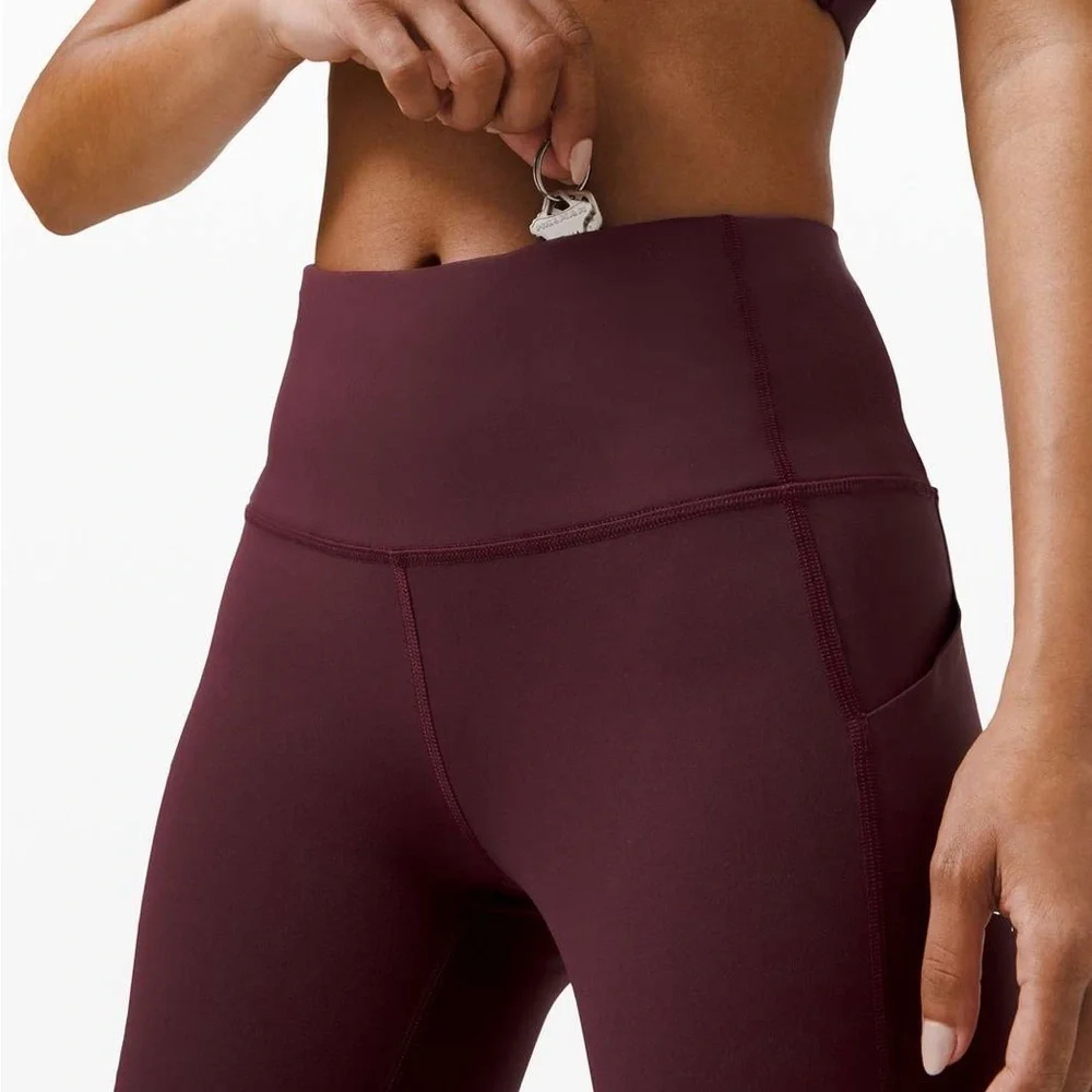 Lululemon Cassis Red Pace Rival High-Rise Mesh Panel Crop 22